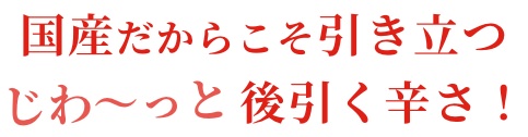 国産だからこそ引き立つじわ〜っと後引く辛さ！