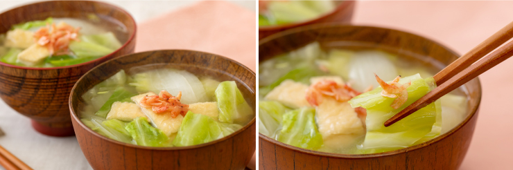 春キャベツと新玉ねぎの味噌汁