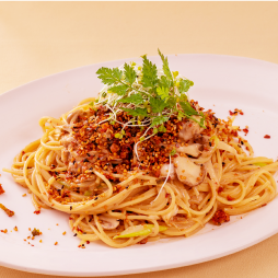 胡麻とキノコのツナマヨパスタ