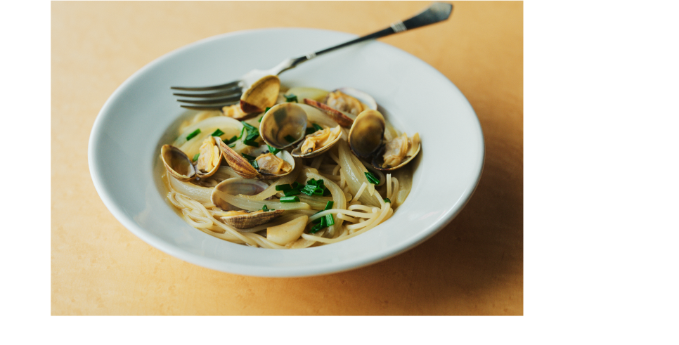 おだしで味わう和風パスタも、旨みたっぷり