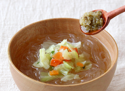 京のピリ辛ねぎ生姜_春雨スープ